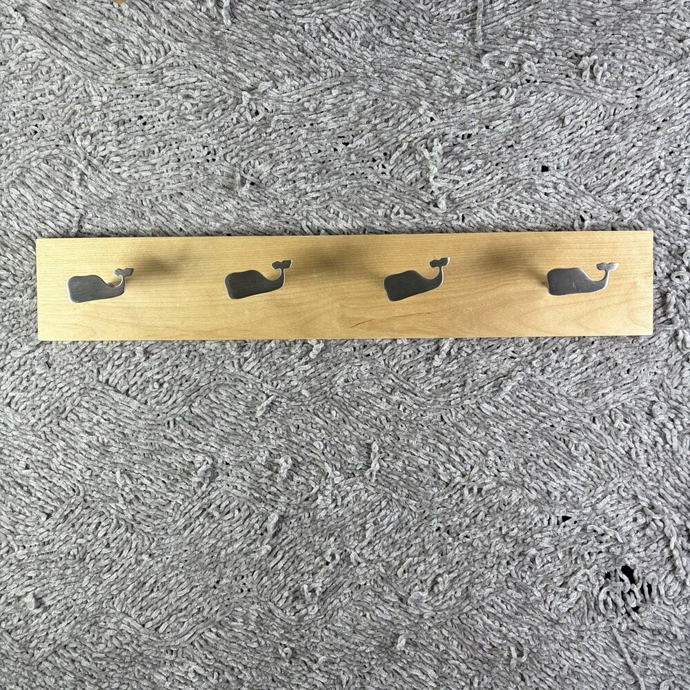 Vineyard Vines Wall Hook Rail Wooden Towel Rack Art Decor Home Designer Whales